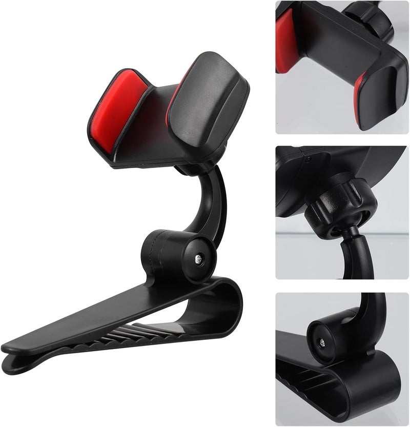 Car Sun Visor Phone Holder Bracket Red Car Phone Rack Compatible GPS Navigator for Vehicle Use - Image 3