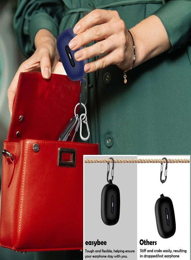 EasyBee [عبوة 2] غلاف easyBee متوافق مع سماعات Soundcore C30i بلوتوث مع غطاء شحن مع 2 سلسلة مفاتيح، سيليكون سائل ناعم فائق النحافة مضاد للصدمات - أسود وأزرق - Image 5