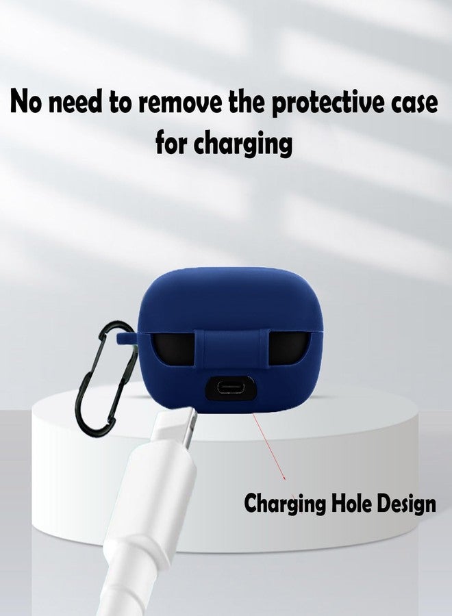 EasyBee [عبوة 2] غلاف easyBee متوافق مع سماعات Soundcore C30i بلوتوث مع غطاء شحن مع 2 سلسلة مفاتيح، سيليكون سائل ناعم فائق النحافة مضاد للصدمات - أسود وأزرق - Image 4