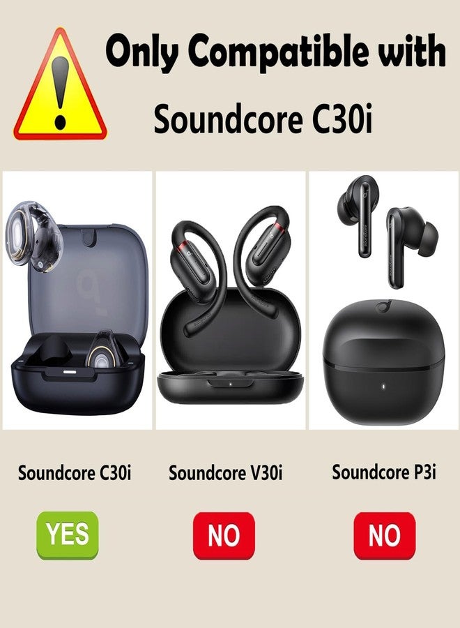 EasyBee [عبوة 2] غلاف easyBee متوافق مع سماعات Soundcore C30i بلوتوث مع غطاء شحن مع 2 سلسلة مفاتيح، سيليكون سائل ناعم فائق النحافة مضاد للصدمات - أسود وأزرق - Image 2