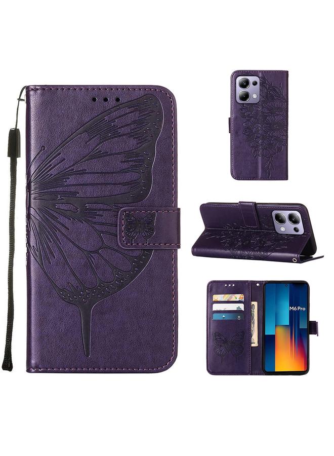 إيروريكس جراب لهاتف Xiaomi Poco M6 Pro 4G جراب هاتف جلدي منقوش بنقشة الفراشة - Image 1