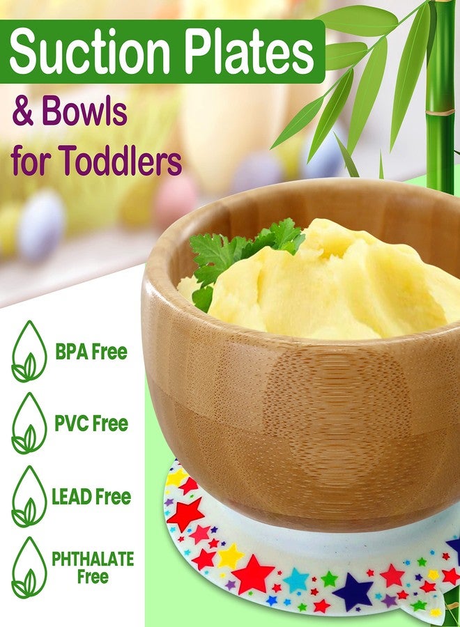NutriChef Bamboo Baby Feeding Bowl - Wooden Infant Toddler Dish and Spoon Set w/Silicone Suction Base for Stay Put Eating, For Children Aged 4-72 Months (Star Bowl) - Image 3