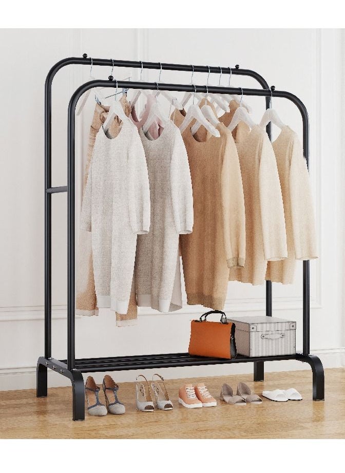 Arabest Clothes Garment Rack, Double Bar Heavy Duty Commercial Grade Clothing Rack with Bottom Shelves, Black  - Image 1