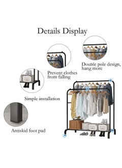 Arabest Clothes Garment Rack, Double Bar Heavy Duty Commercial Grade Clothing Rack with Bottom Shelves, Black  - Image 4