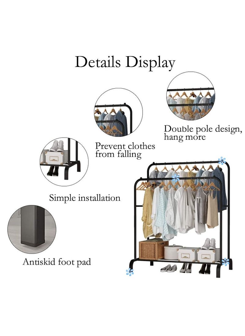 Arabest Clothes Garment Rack, Double Bar Heavy Duty Commercial Grade Clothing Rack with Bottom Shelves, Black  - Image 4