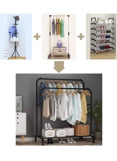 Arabest Clothes Garment Rack, Double Bar Heavy Duty Commercial Grade Clothing Rack with Bottom Shelves, Black  - Image 5