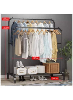 Arabest Clothes Garment Rack, Double Bar Heavy Duty Commercial Grade Clothing Rack with Bottom Shelves, Black  - Image 3