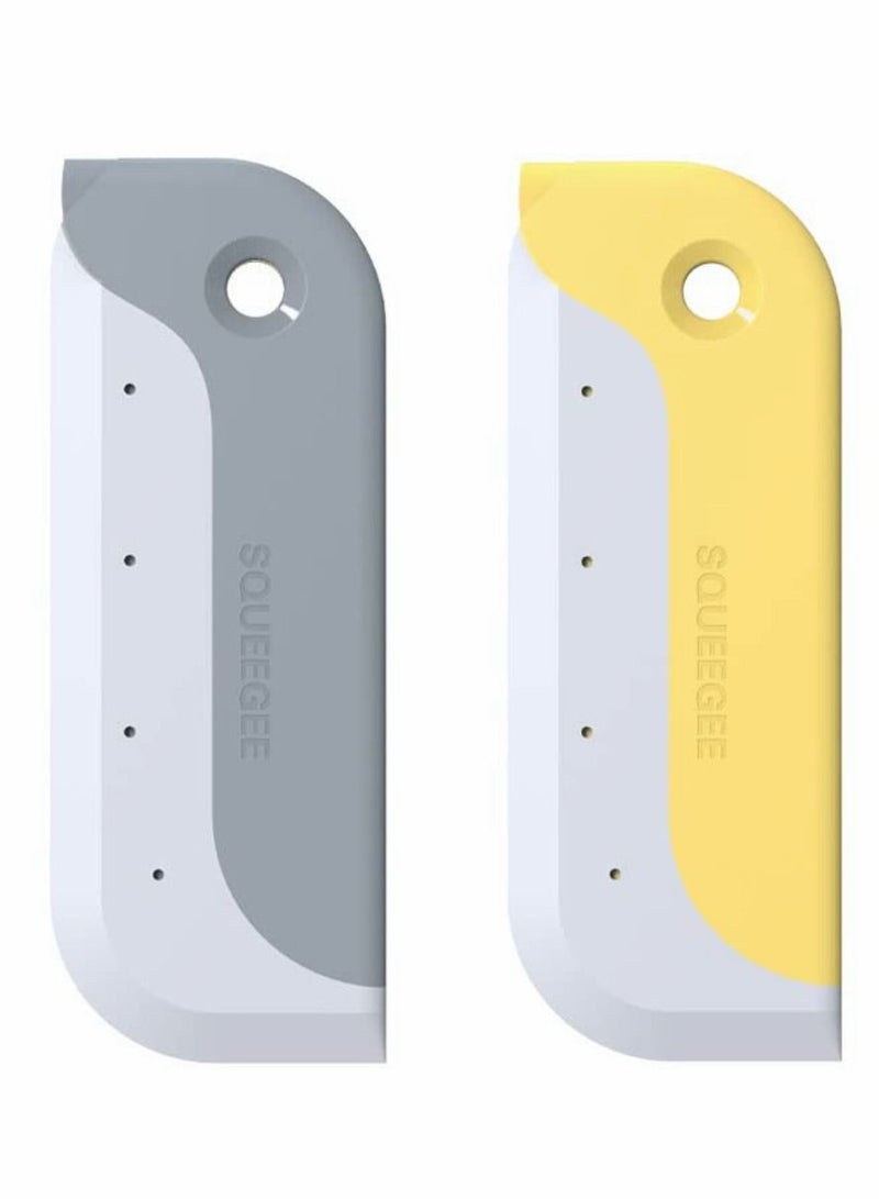 Excefore Small Squeegees,Mini Silicone Squeegee for Windows, Mirrors,Bathroom Glass Shower Mirrors,Kitchen Countertops and Sink, Oil Plate ,Grey,Yellow.（2 Pcs ） - Image 1