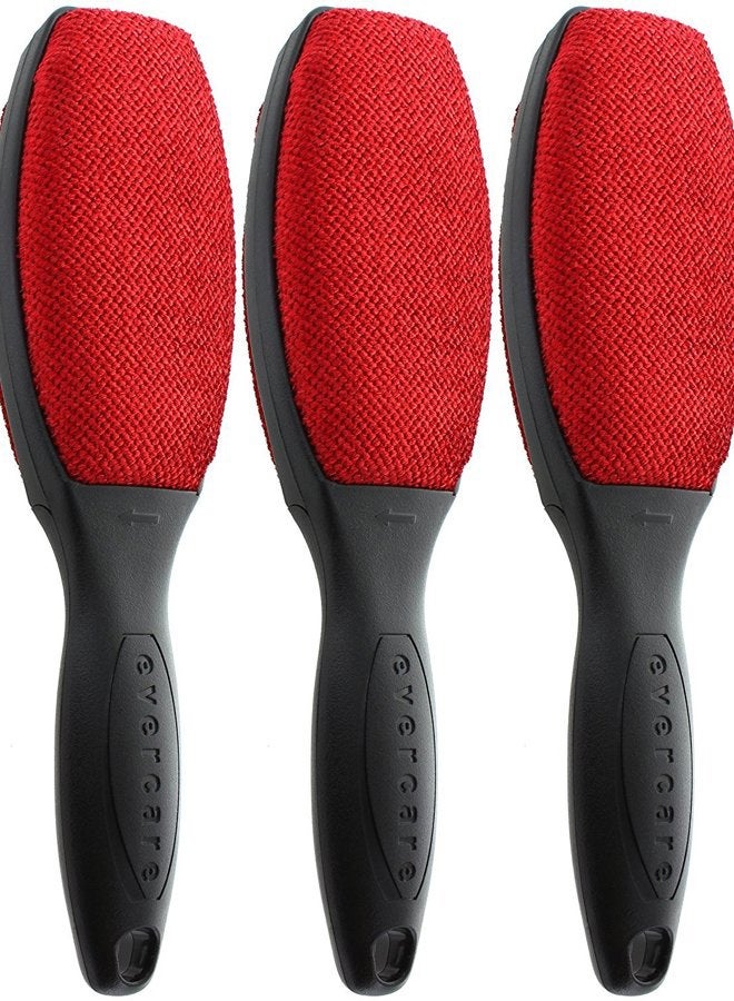 Magik Brush with Black Handle- Double-Sided Lint Remover Brush, Pet Hair and Dust Cleaner for Clothing, Bedding, Upholstery - Trusted Fabric Lint Roller, Reusable Lint Brush (3-Pack)