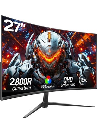 شاشة ألعاب منحنية 27 بوصة، شاشة كمبيوتر QHD 2560 x 1440 165 هرتز، شاشة عرض HDR عريضة 16:9، FreeSync، استجابة 1 مللي ثانية، 2* HDMI ومنفذ DisplayPort، قابل للتعديل للإمالة - pzsku/ZBDB5B483A1D75710B686Z/45/_/1728097246/818098c0-610a-42a0-9fa5-4345170ca61c