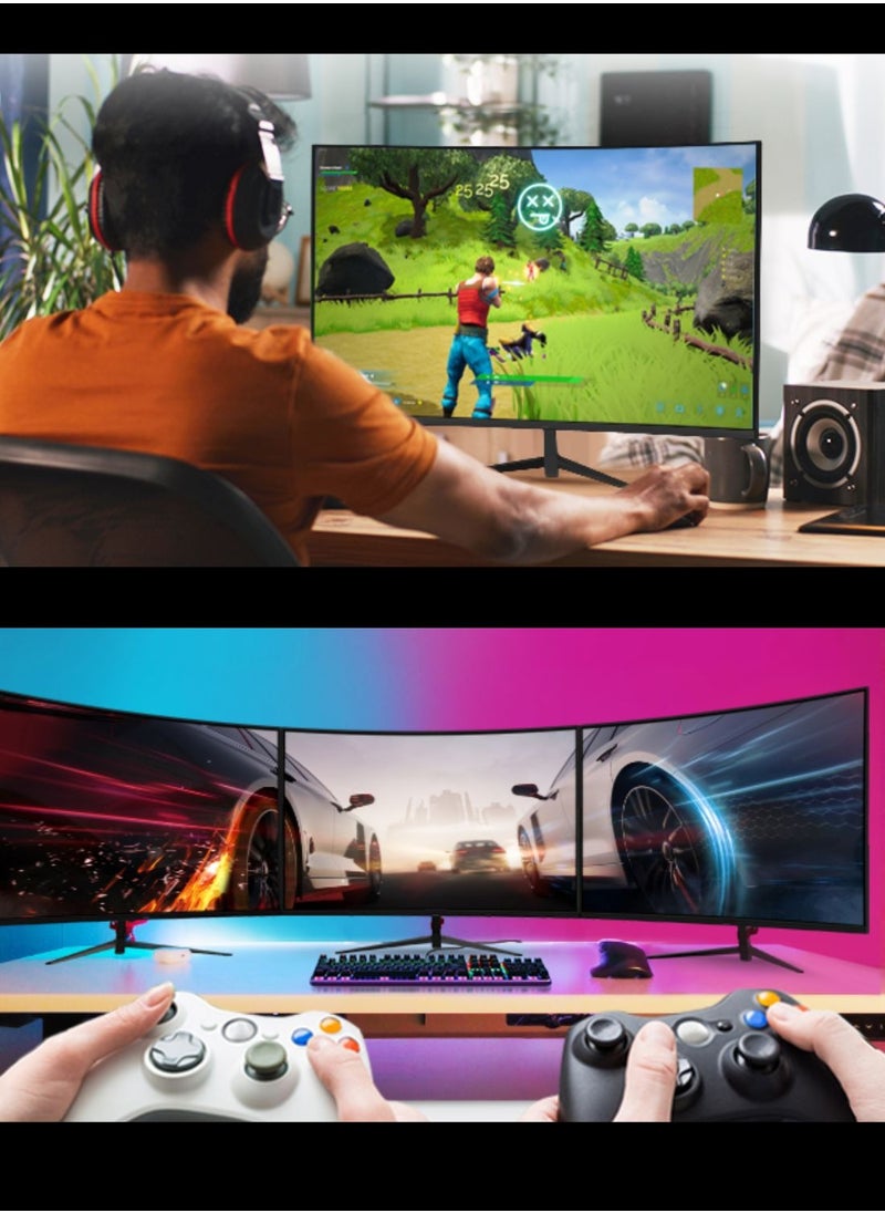 بيسري - شاشة ألعاب منحنية 27 بوصة، شاشة كمبيوتر QHD 2560 x 1440 165 هرتز، شاشة عرض HDR عريضة 16:9، FreeSync، استجابة 1 مللي ثانية، 2* HDMI ومنفذ DisplayPort، قابل للتعديل للإمالة - Image 1
