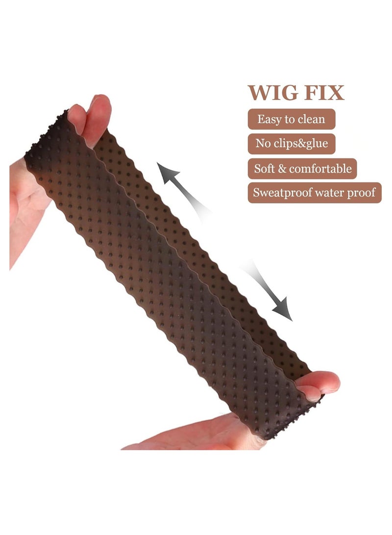 إستيل عصابة رأس شعر مستعار من السيليكون غير قابلة للانزلاق للنساء، قابلة للتعديل لتثبيت الشعر المستعار بدون خياطة، شريط مرن للشعر المستعار، غطاء قابض للشعر المستعار من الدانتيل لتثبيت الشعر المستعار (برتقالي) - Image 4