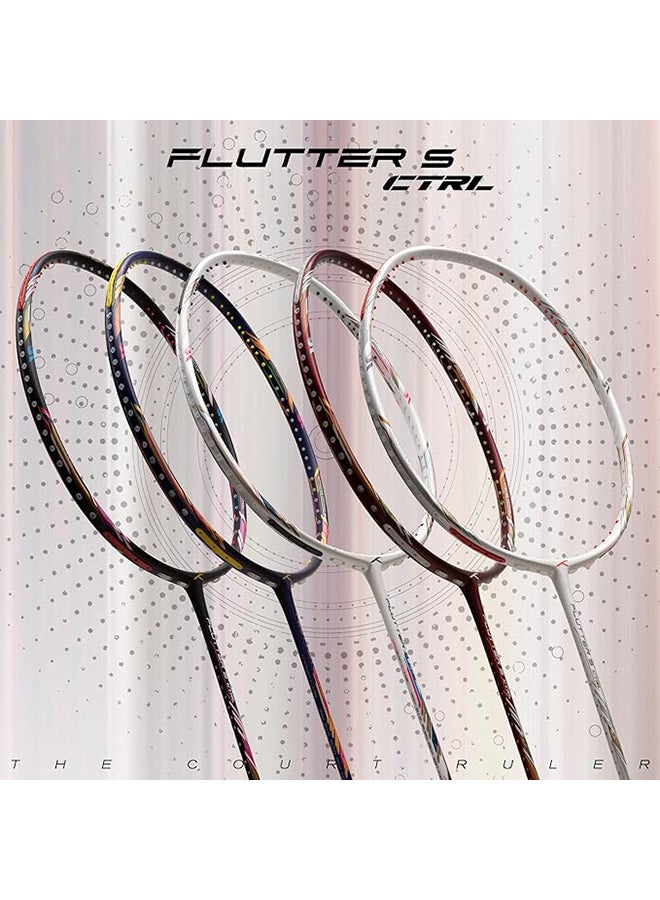 FLUTTER S CTRL Carbon Fibre Strung Badminton Racket with Full Racket Cover | For Intermediate Players | 80 grams | Maximum String Tension - 32lbs