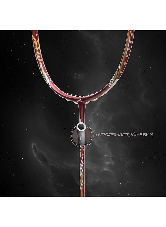 FLUTTER S CTRL Carbon Fibre Strung Badminton Racket with Full Racket Cover | For Intermediate Players | 80 grams | Maximum String Tension - 32lbs