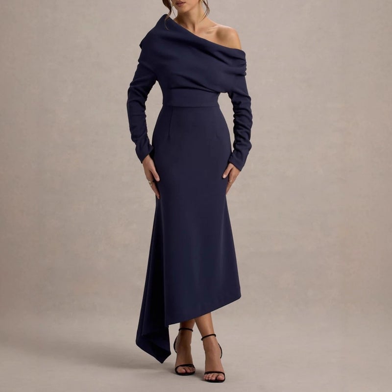 2025 Autumn New Women'S Clothing Hip-Covering One-Shoulder Waist Long-Sleeved Casual Long Skirt - Image 4