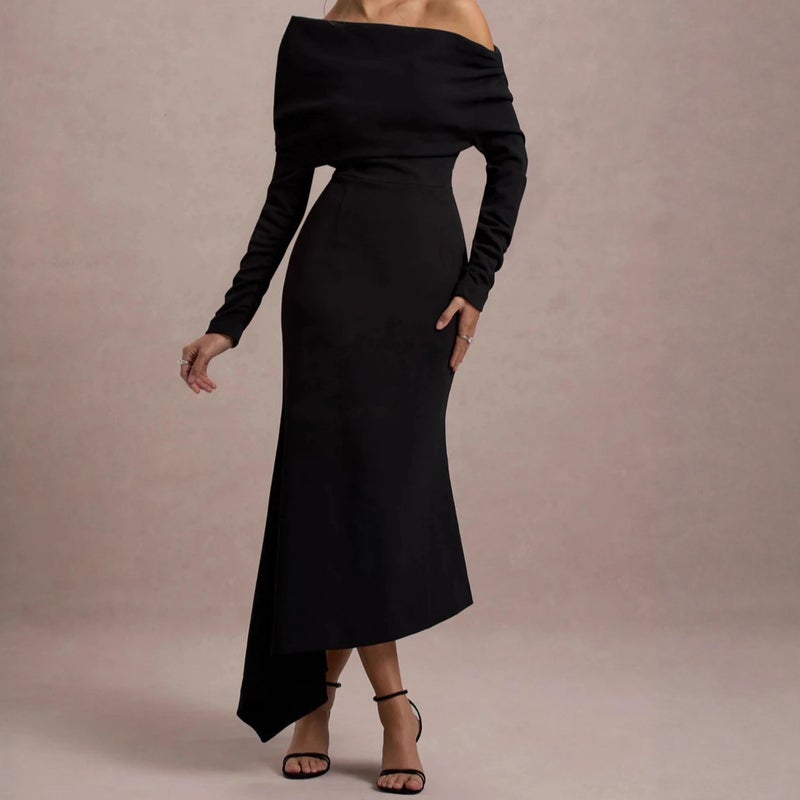 2025 Autumn New Women'S Clothing Hip-Covering One-Shoulder Waist Long-Sleeved Casual Long Skirt - Image 2
