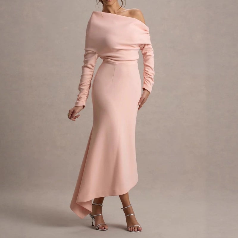 2025 Autumn New Women'S Clothing Hip-Covering One-Shoulder Waist Long-Sleeved Casual Long Skirt - Image 5