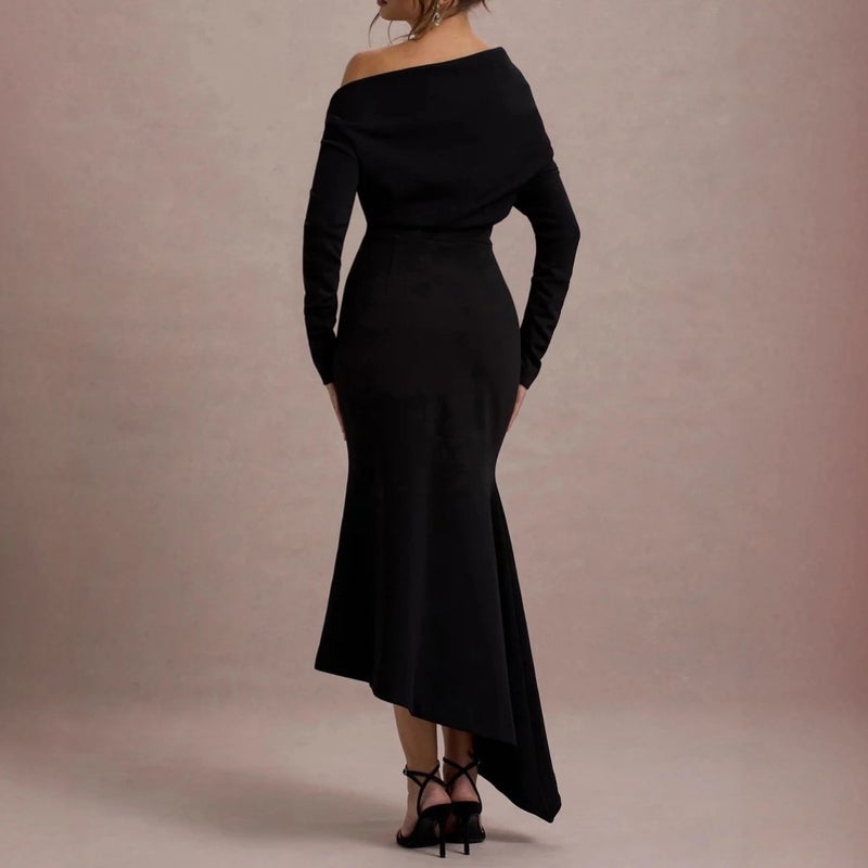 2025 Autumn New Women'S Clothing Hip-Covering One-Shoulder Waist Long-Sleeved Casual Long Skirt - Image 3