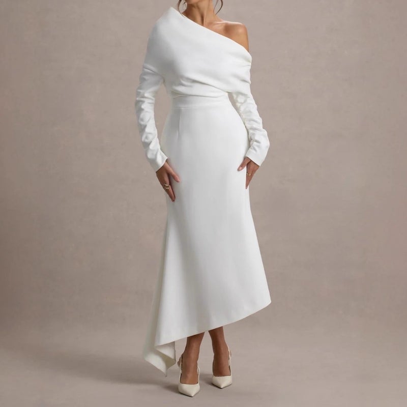 2025 Autumn New Women'S Clothing Hip-Covering One-Shoulder Waist Long-Sleeved Casual Long Skirt - Image 1