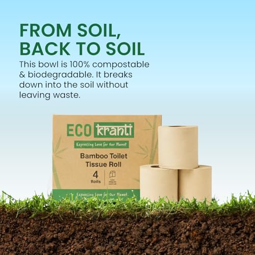 Eco Kranti - Bamboo Toilet Tissue Roll | 300 Pulls x 4 Packs | 100% Natural | Soft & Highly Absorbent | Biodegradable, Compostable & Eco-Friendly | Travel Friendly | Chemical-Free & Hypoallergenic - Image 4