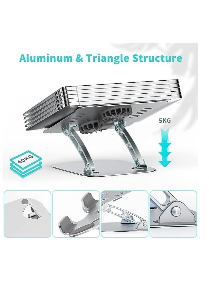 MIGOFAST Multifunctional Laptop Cooling Fan Adjustable Stand Metal Alloy Radiator For Gaming Heat Dissipation Silver - Image 3