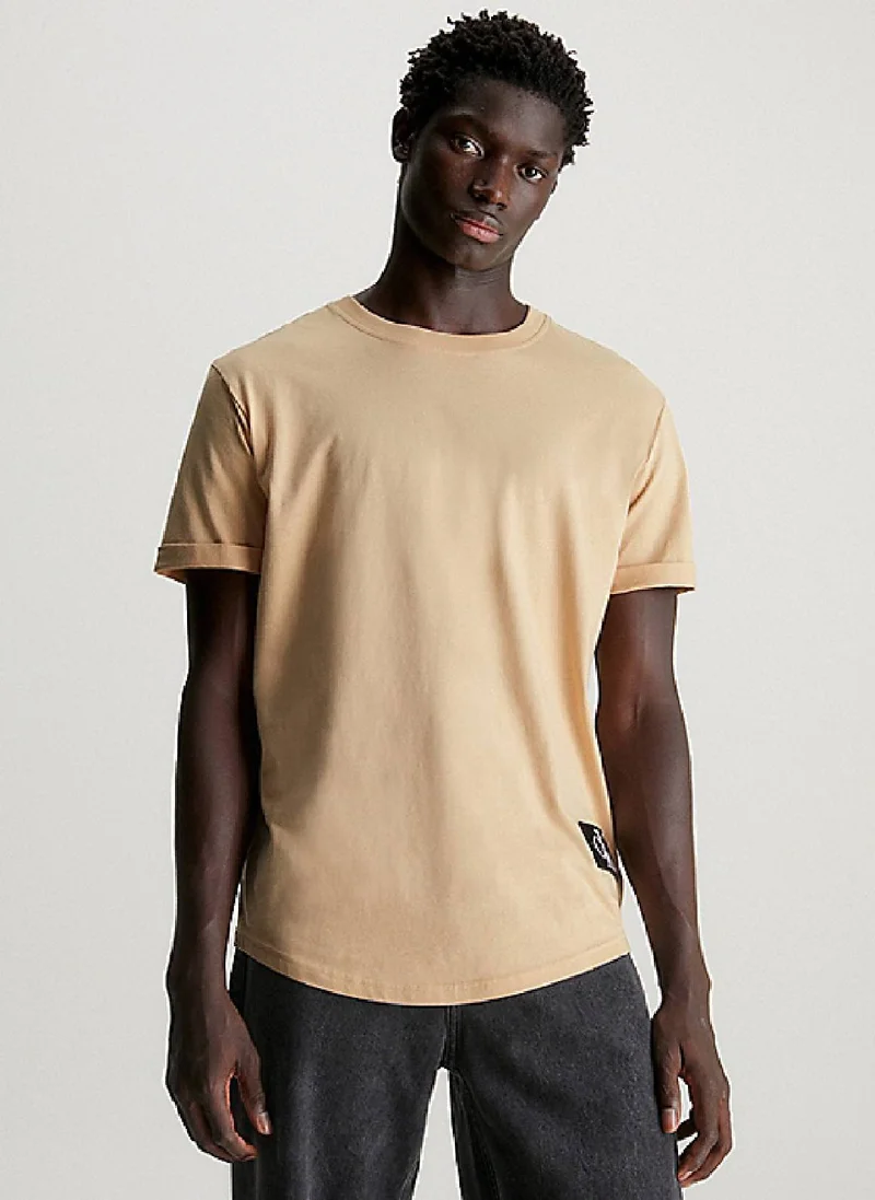 Calvin Klein Jeans Men's Cotton Badge T-Shirt -  cotton jersey, Beige