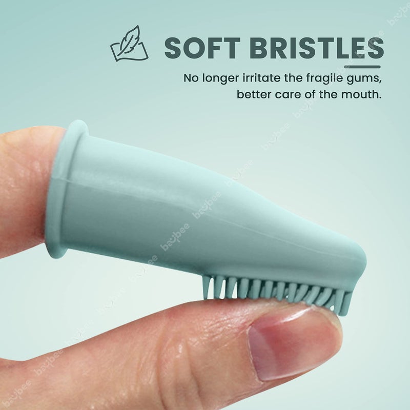 BAYBEE Silicon Baby Finger Manual Toothbrush With Super Soft Bristles Food Grade Bpa Free Massaging Gum Gentle Oral Cleaning Teeth &Tongue Brush For Toddlers, Kids & Infants 3 Months + (Black Grey) - Image 5