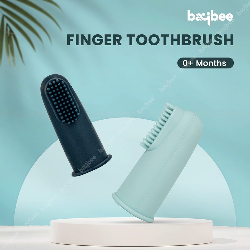 BAYBEE Silicon Baby Finger Manual Toothbrush With Super Soft Bristles Food Grade Bpa Free Massaging Gum Gentle Oral Cleaning Teeth &Tongue Brush For Toddlers, Kids & Infants 3 Months + (Black Grey) - Image 3