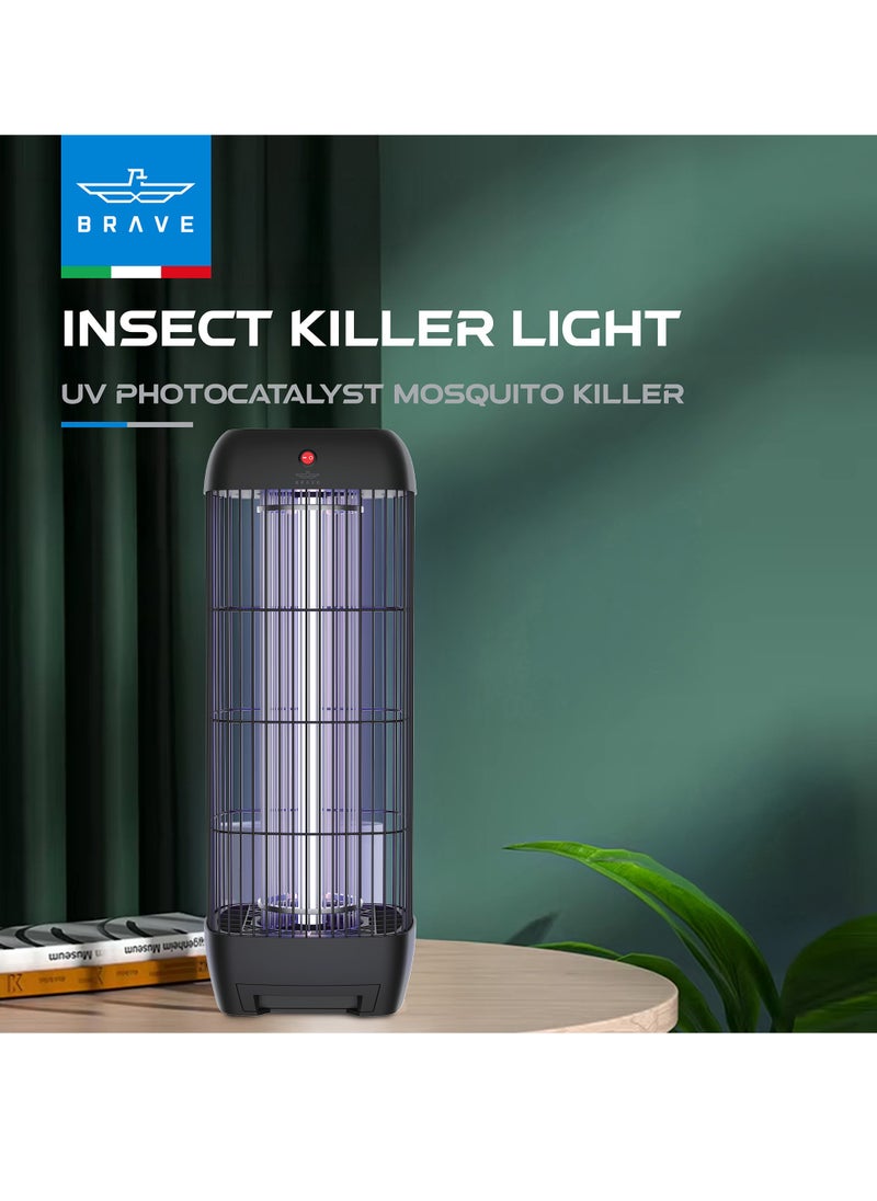 Brave High-Power Mosquito Killer and Fly Trap, Smart Pest Control Device for Indoor and Outdoor Use, Effectively Eliminates Flying Insects, 15W Power and 1800V Electric Shock, 100% Authentic Insect Zapper, High-Power UV Mosquito Trap, Ideal for Home, Patio, Garden, Kitchen, Office, and Camping, Durable Design, 24/7 Protection (Black)  - Image 2