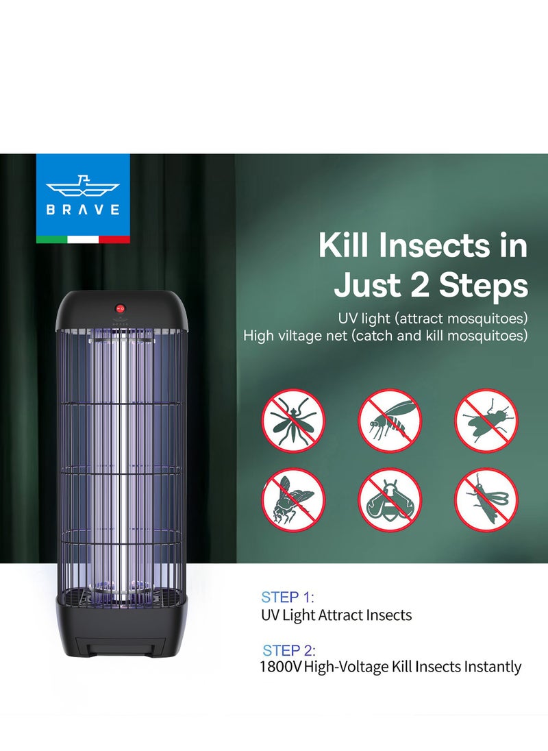 Brave High-Power Mosquito Killer and Fly Trap, Smart Pest Control Device for Indoor and Outdoor Use, Effectively Eliminates Flying Insects, 15W Power and 1800V Electric Shock, 100% Authentic Insect Zapper, High-Power UV Mosquito Trap, Ideal for Home, Patio, Garden, Kitchen, Office, and Camping, Durable Design, 24/7 Protection (Black)  - Image 3