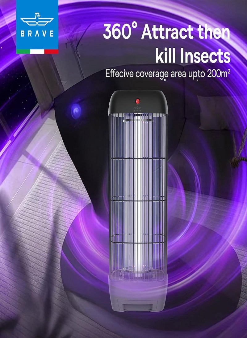 Brave High-Power Mosquito Killer and Fly Trap, Smart Pest Control Device for Indoor and Outdoor Use, Effectively Eliminates Flying Insects, 15W Power and 1800V Electric Shock, 100% Authentic Insect Zapper, High-Power UV Mosquito Trap, Ideal for Home, Patio, Garden, Kitchen, Office, and Camping, Durable Design, 24/7 Protection (Black) - Image 4