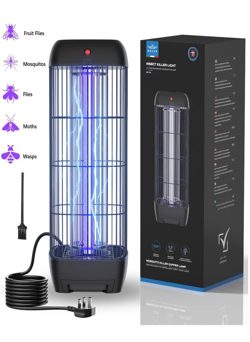 Brave High-Power Mosquito Killer and Fly Trap, Smart Pest Control Device for Indoor and Outdoor Use, Effectively Eliminates Flying Insects, 15W Power and 1800V Electric Shock, 100% Authentic Insect Zapper, High-Power UV Mosquito Trap, Ideal for Home, Patio, Garden, Kitchen, Office, and Camping, Durable Design, 24/7 Protection (Black) - Image 1
