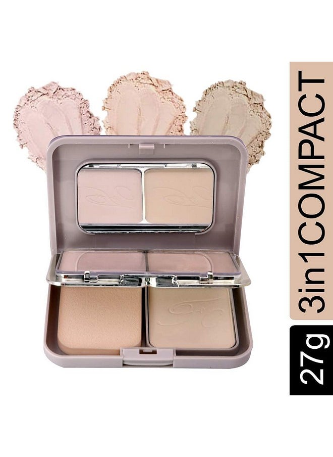 Fashion Colour - C.A.N.D.Y 3 In1 Powder Outstanding Nourish Compact Powder Instant Weightless Matte Finish Look Available In 3 Shades Incl. Mirror And Powder Puff Oil Control 27G (Shade 02) - Image 1