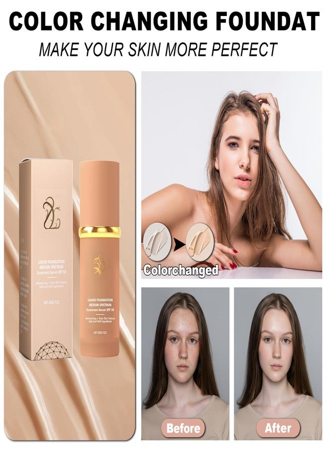 عبوتان من كريم أساس 4 في 1 متغير اللون، كريم أساس للبشرة الناضجة، مقاوم للماء - Image 3