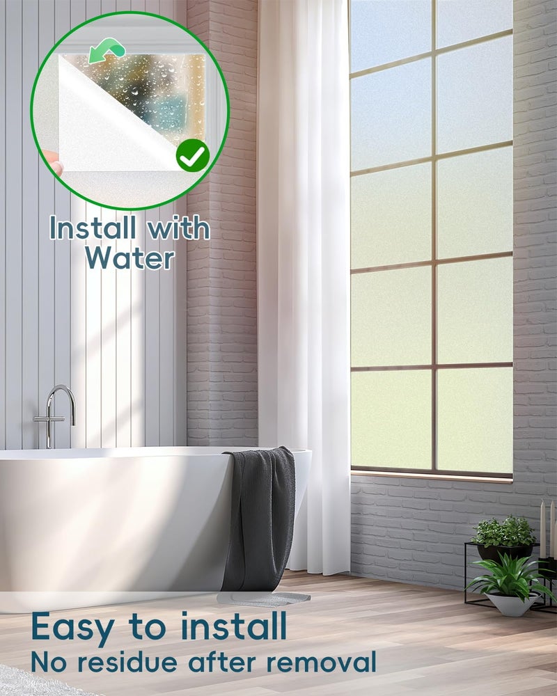 Dwersty Frosted Glass Window Privacy Film Decorative with Tools, 2 Way Frosting Privacy Film for Glass Door, Static Cling Tint for Home Anti-UV, Covering Clings 23.6" by 77" - Image 2