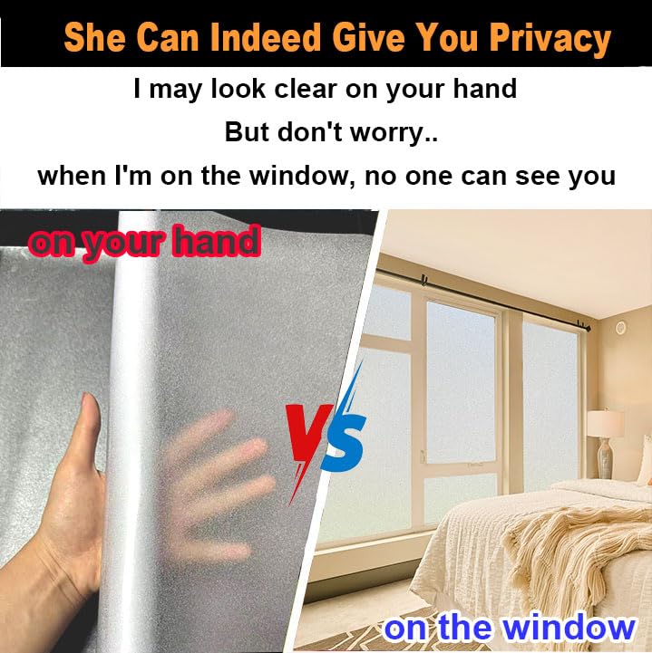 Dwersty Frosted Glass Window Privacy Film Decorative with Tools, 2 Way Frosting Privacy Film for Glass Door, Static Cling Tint for Home Anti-UV, Covering Clings 23.6" by 77" - Image 3