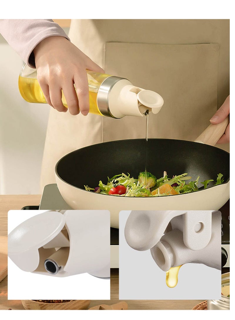 SYOSI Olive Oil Dispenser Bottle for Kitchen, Auto Flip Glass Oil Bottles for Kitchen,17.6Oz Leakproof Glass Cooking Oil Containers with Automatic Cap, Coffee Syrup Dispenser Sauce Bottles 3 Pack - Image 5