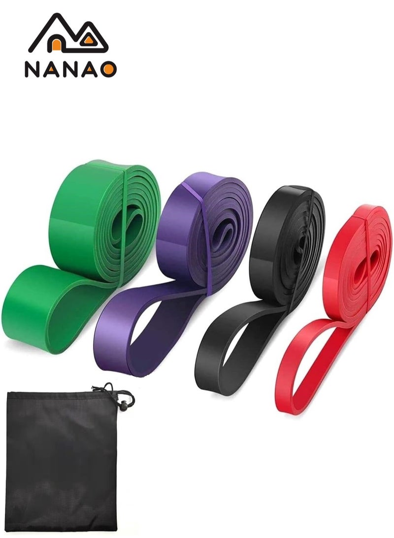 NANAO 4 Piece Stretch Resistance Bands,Pull up Assist Bands Stretch Bands, Mobility Bands, Powerlifting Bands For Resistance Training, Physical Therapy And Home Workout with Carrying Bag  - Image 1