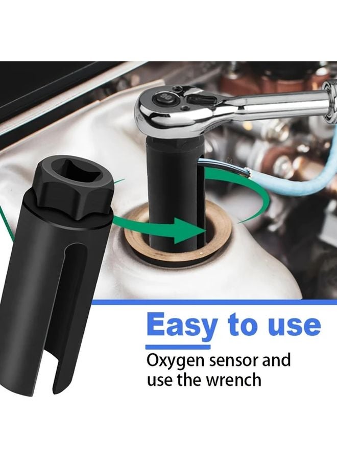 Black 3 8 Drive 7 8 22mm Oxygen Sensor Socket with Side Wire Cutout Automotive Repair Tool - Image 5