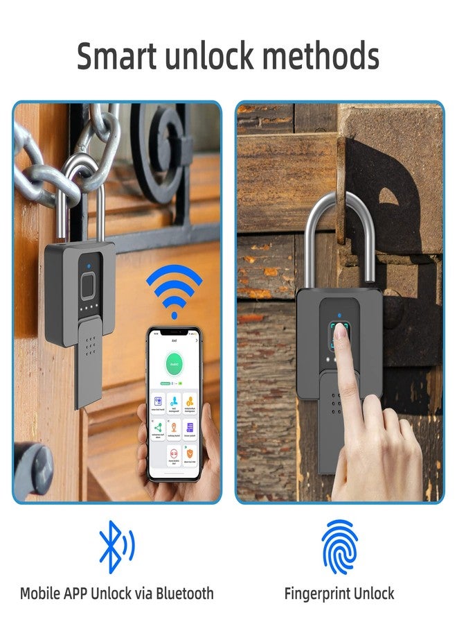 Pothunder Fingerprint Padlock, Pothunder Smart Lock with APP Fingerprint Key, Keyed Heavy Anti-Theft Padlock, Biometric Waterproof Large Outdoor Padlock for Gate, Gym, Truck, School, Warehouse - Image 2