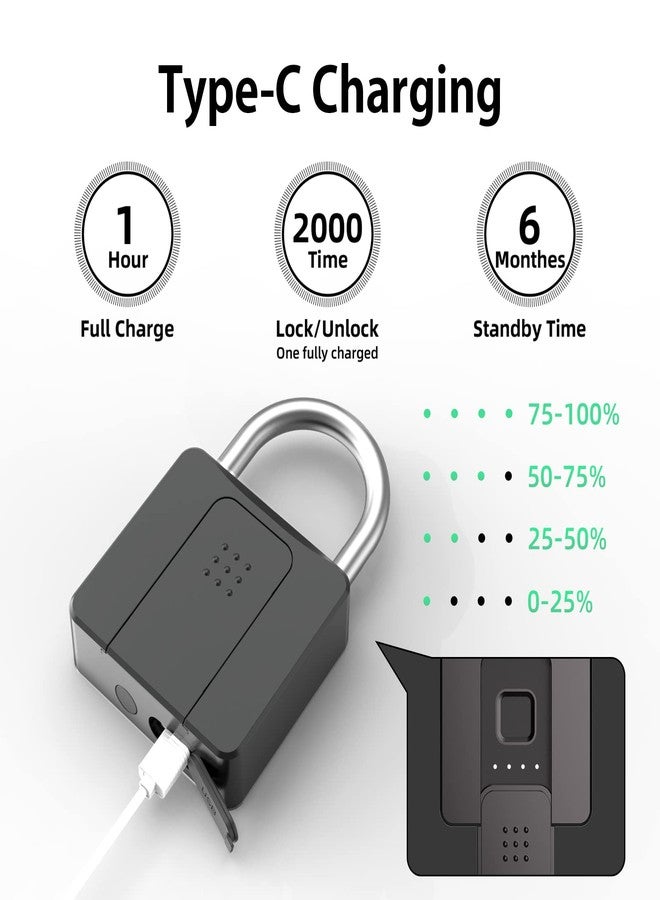 Pothunder Fingerprint Padlock, Pothunder Smart Lock with APP Fingerprint Key, Keyed Heavy Anti-Theft Padlock, Biometric Waterproof Large Outdoor Padlock for Gate, Gym, Truck, School, Warehouse - Image 4