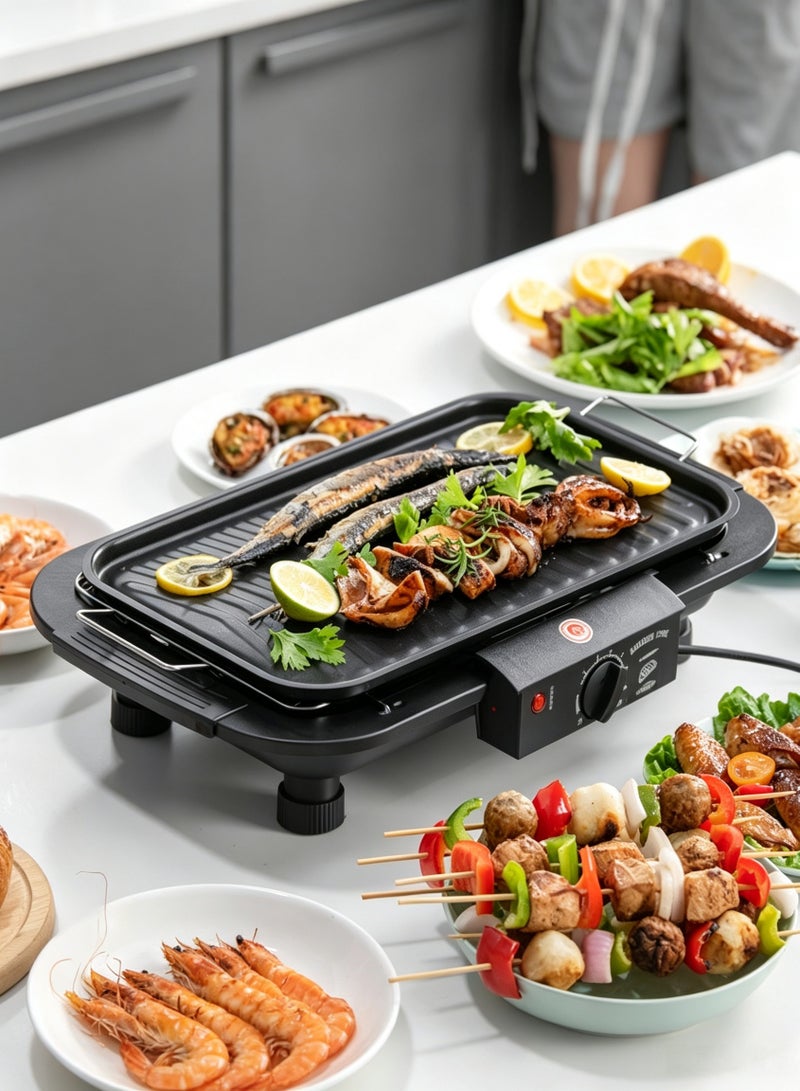 Electric BBQ Grill, Smokeless Non-Stick Indoor/Outdoor Barbecue Grill, 1800W High Power Portable Removable Stand Grill - Image 1