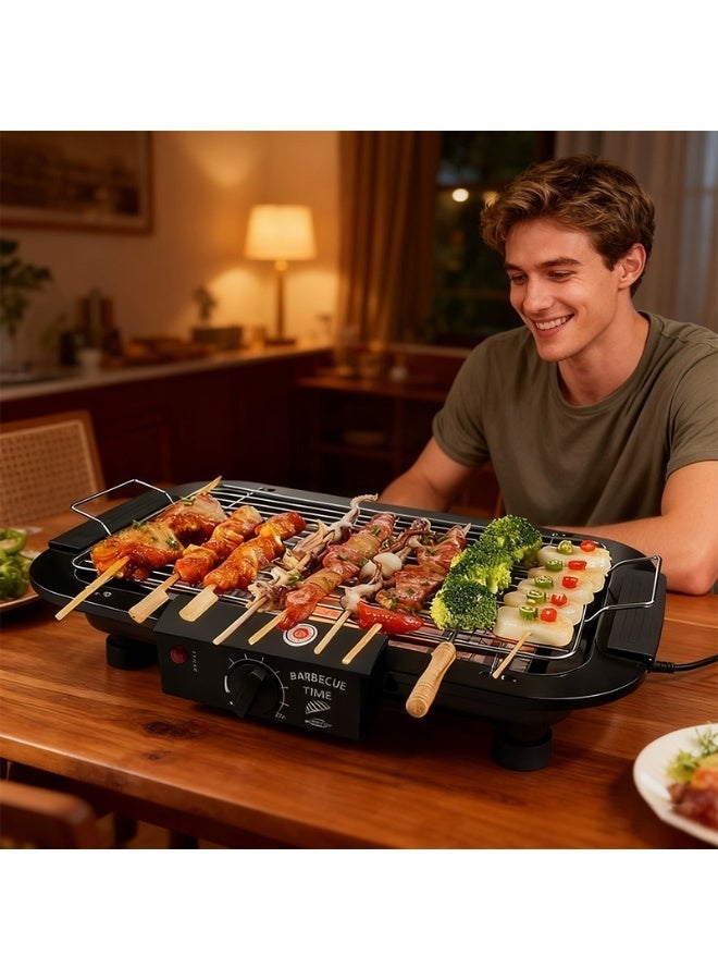 Electric BBQ Grill, Smokeless Non-Stick Indoor/Outdoor Barbecue Grill, 1800W High Power Portable Removable Stand Grill - Image 2