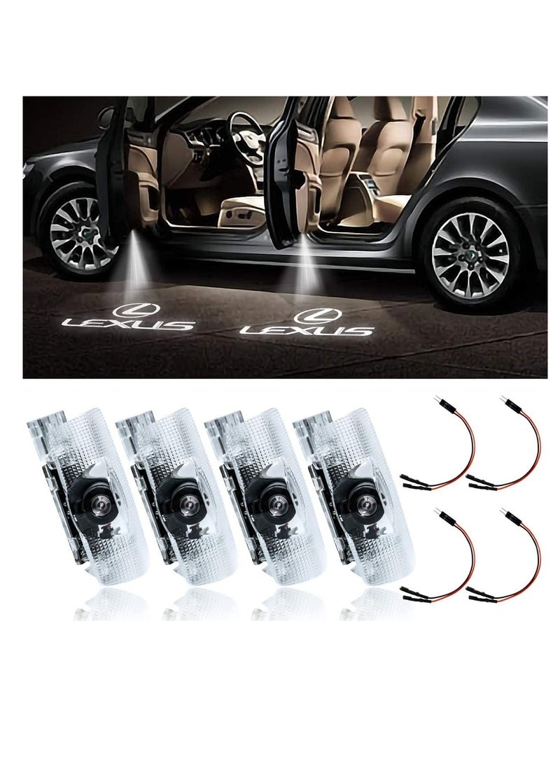 4 Pack LED Car Door Logo Light Projector for Lexus, Welcome Laser Lights Car Door Courtesy Lights 3D Logo Door Lights White LED Projector Lamps for RXESGXLSLXISGSRCUX Series Lexus Door Light - Image 1