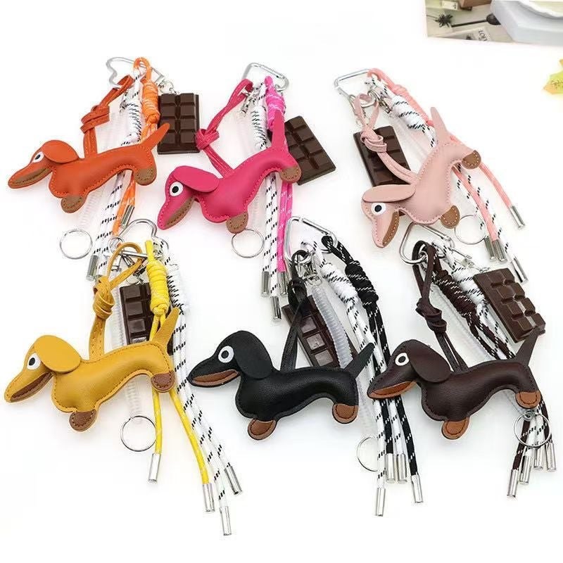 Creative Dachshund Bag Pendant Miu Accessories Puppy Keychain Pendant Cartoon Dachshund Phone Case Patch - Image 5