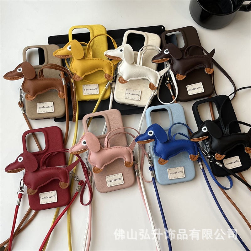 Creative Dachshund Bag Pendant Miu Accessories Puppy Keychain Pendant Cartoon Dachshund Phone Case Patch - Image 4