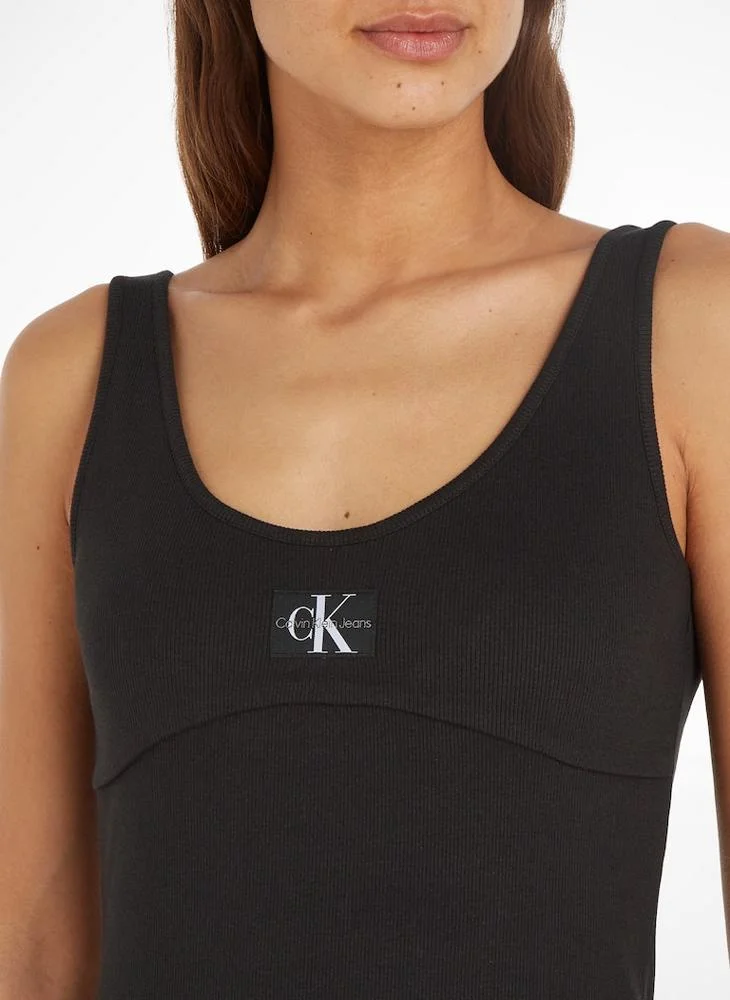 Calvin Klein Jeans Badge Rib Strappy Dress