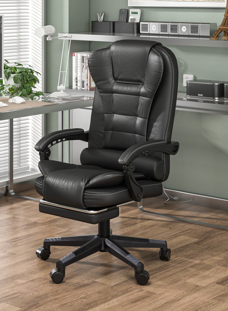 الأمويلات كرسي مكتب متميز ومريح وكرسي كمبيوتر بجلد PU، كرسي مكتبي مع ظهر قابل للإمالة متعدد الزوايا، وارتفاع قابل للتعديل، ومساند أقدام قابلة للسحب لراحة ومتانة فائقة - Image 1