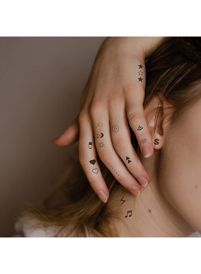 Everjoy ملصقات تاتو مؤقتة صغيرة واقعية من إيفرجوي - تصميمات تاتو أيقونية سوداء بسيطة وصغيرة - Image 1