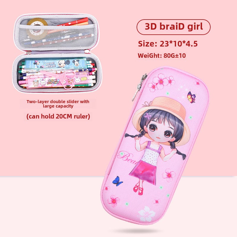 Cartoon Students 3D Pencil Case Large Capacity 3D Star Ultraman-two-layer cloth